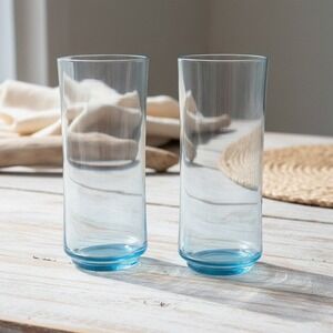 Cristar Lexington Style Blue Tint Tumblers, Set of 2, Replacement Teal Drinkware
